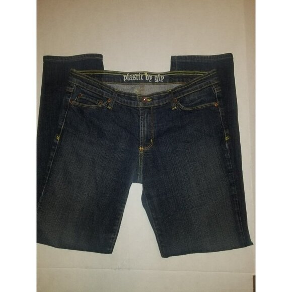 Plastic By Gly Jeans Junior Sz 13 Dark Wash - Picture 3 of 8